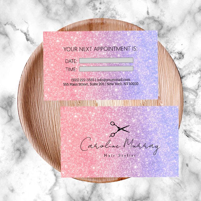 Glitzer Beauty Pink Friseurkarte Visitenkarte (Von Creator hochgeladen)