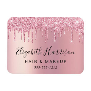 Glitzer Beauty Pink Visitenkarte Magnet