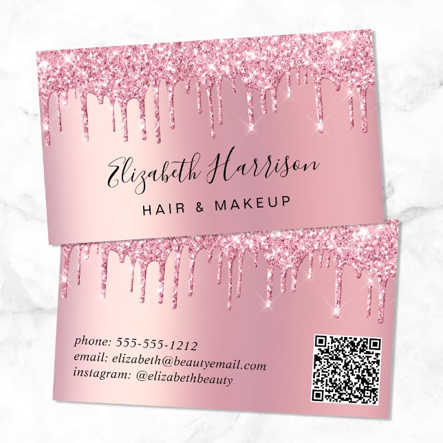 Glitzer Beauty QR Code Rosa Visitenkarte (Von Creator hochgeladen)