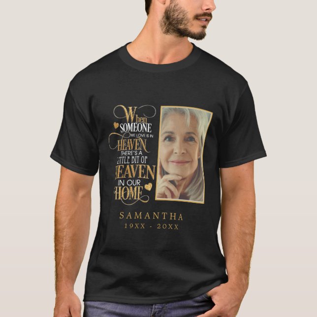 Glitzer Beerdigung Custom Foto Memorial T - Shirt (Vorderseite)