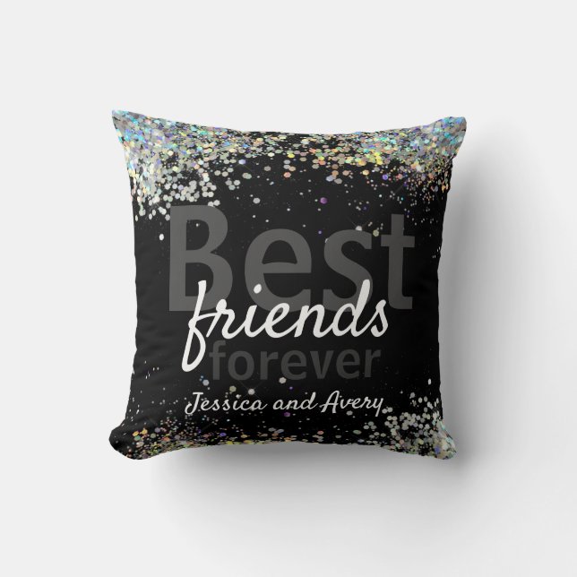 Glitzer Beste Freunde für immer Kissen (Vorderseite)