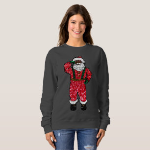 Glitzer Black Santa Claus xmas Frauen Sweatshirt
