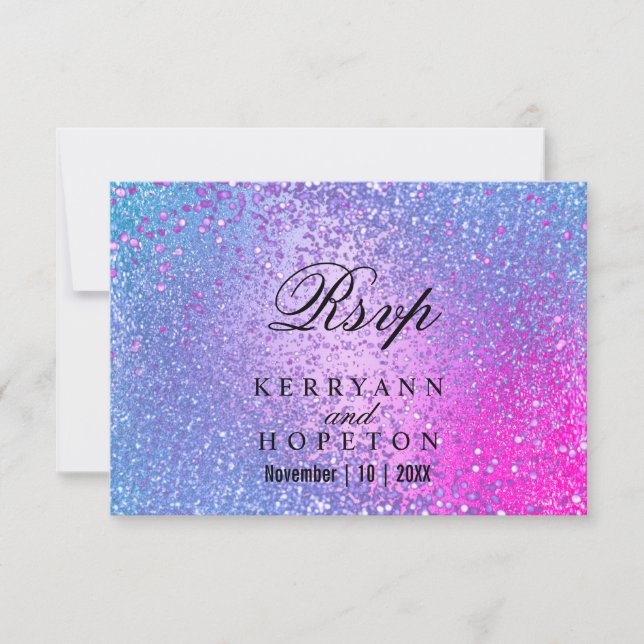 Glitzer Blau und Rosa - UAWG RSVP Karte (Vorderseite)