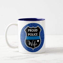 Glitzer-blaue Polizei-Ehefrau-Stützkaffee-Tasse Zweifarbige Tasse