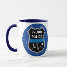 Glitzer-blaue Polizei-Mama LÖWE-Stützkaffee-Tasse