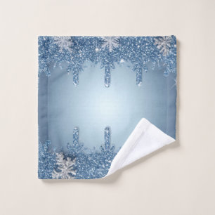 Glitzer Blaue Schneeflocke Weihnachten Spa Deko Ge Waschlappen