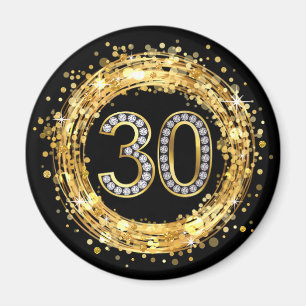 Glitzer Bling Confetti   der Diamant-Zahl-30 Gold Magnet