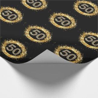 Glitzer Bling Confetti | der Diamant-Zahl-50 Gold Geschenkpapier