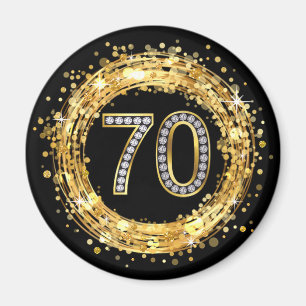 Glitzer Bling Confetti   der Diamant-Zahl-70 Gold Magnet