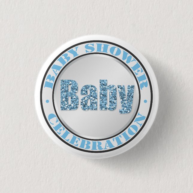Glitzer Blue Baby Shower Celebration Buttons (Vorderseite)