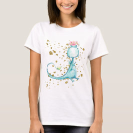 *~* Glitzer Blue Girly Dragon Dinosaurier Blume T-Shirt