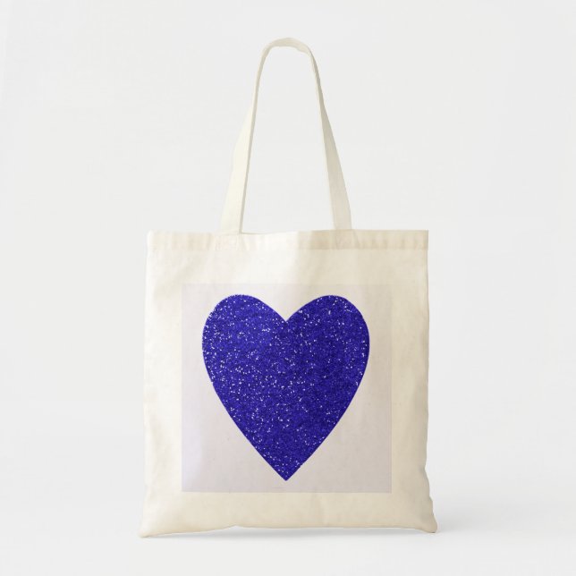 Glitzer Blue Heart Wedding Tragetasche (Vorne)