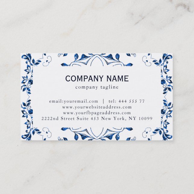 Glitzer Blue Mandala Business Card Visitenkarte (Rückseite)