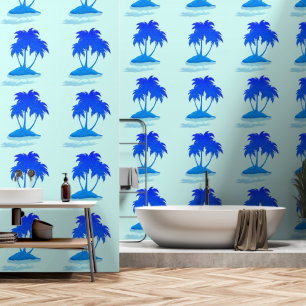 Glitzer Blue Palm Exotic Island Custom Color Tapete