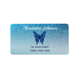 Glitzer Blue Rücksendeadresse Adressaufkleber