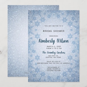 Glitzer Blue Snowflakes WinterBrautparty Einladung