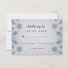 Glitzer Blue Snowflakes Winterhochzeit uAwg Einladung