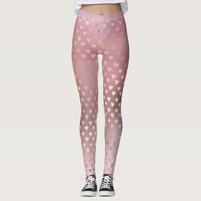 Glitzer Blush Kleine Herzen Rosa Rose Gold Funkeln Leggings (Vorderseite)
