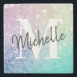 Glitzer Bokeh Glamour Elegant Steinuntersetzer<br><div class="desc">Dieses farbenfrohe,  bunt gestylte Glitzer-Muster lässt sich einfach mit Ihrem individuelle Name und/oder Monogramm personalisieren.</div>