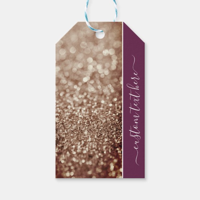 Glitzer Bokeh Rose Gold-Text Geschenkanhänger (Vorderseite)
