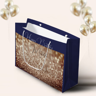Glitzer Bokeh Rose Goldskriptname große Geschenkta Geschenktüte