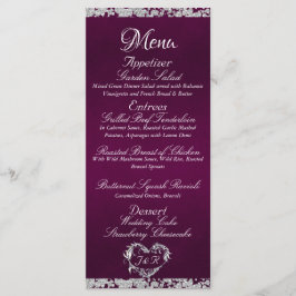 Glitzer Border on Lila Wedding Menu Menükarte