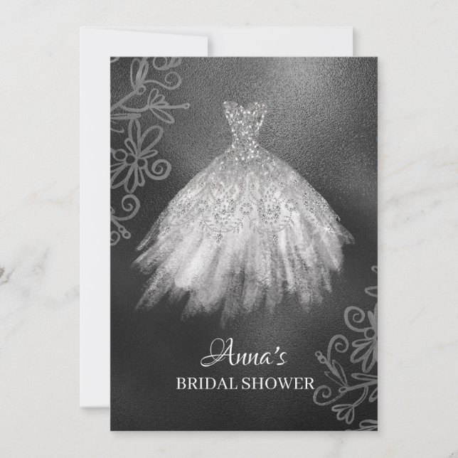 *~* Glitzer Bridal Gown Bridal Dress Dusche Einladung (Vorderseite)