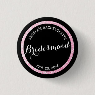 Glitzer Bridesmaid Bachelorette Button