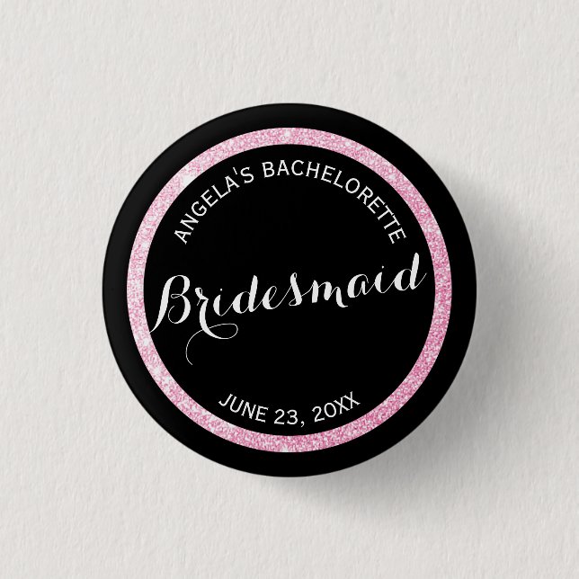 Glitzer Bridesmaid Bachelorette Button (Vorderseite)