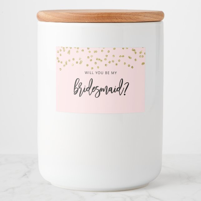 Glitzer Bridesmaid Candle Sticker Lebensmitteletikett (Vorderseite)