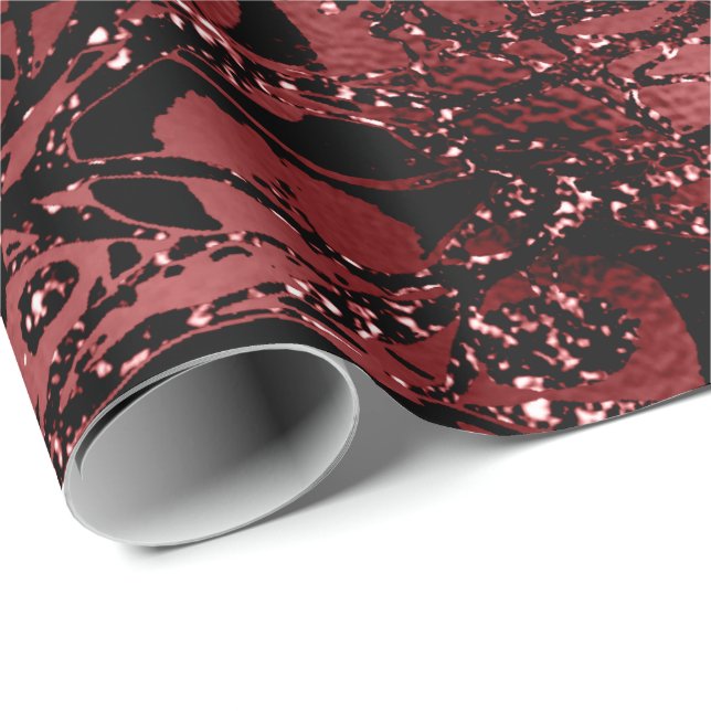 Glitzer Burgundy Maroon abstrakte Körpernaturzelle Geschenkpapier (Rolleneckpunkt)