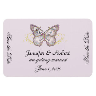 Glitzer Butterfly Lavender Wedding Save the Date Magnet