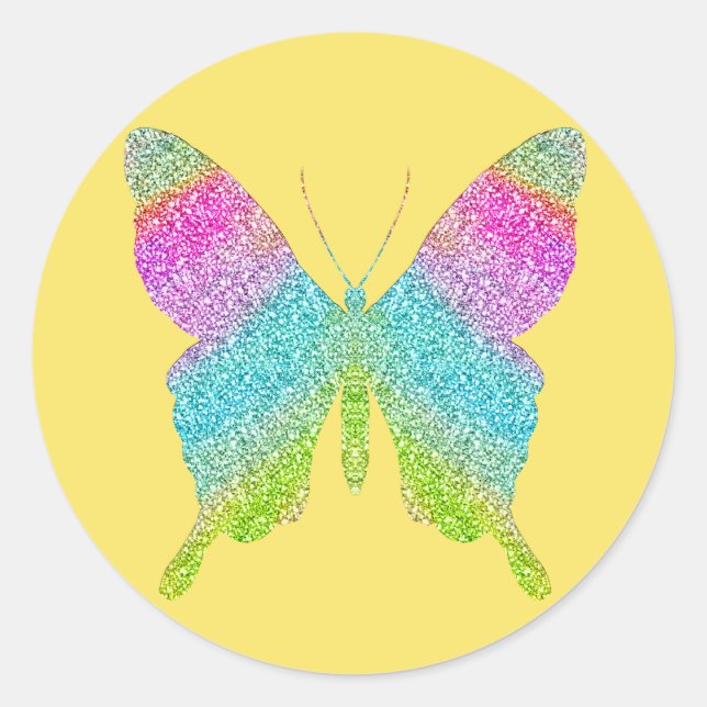 Glitzer Butterfly - Wählen Sie Ihre Hintergrundfar Runder Aufkleber (Vorderseite)