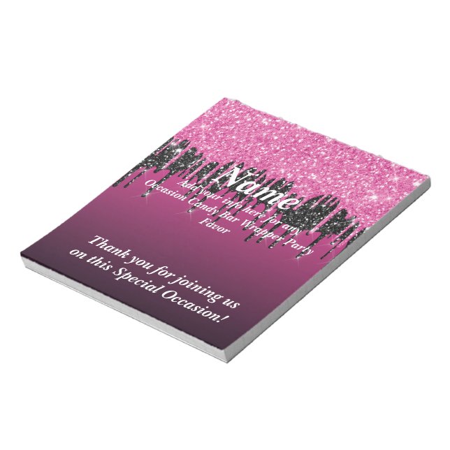 Glitzer Candy Bar Wrapper-Gastgeschenke trinken Notizblock (Rotiert)