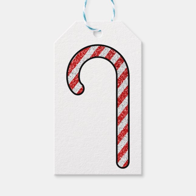 Glitzer Candy Cane Geschenkanhänger (Vorderseite)