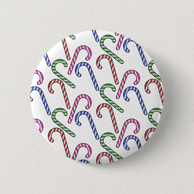 Glitzer Candy Cane Pattern Button (Vorderseite)