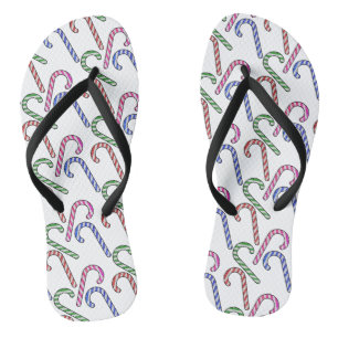 Glitzer Candy Cane Pattern Flip Flops