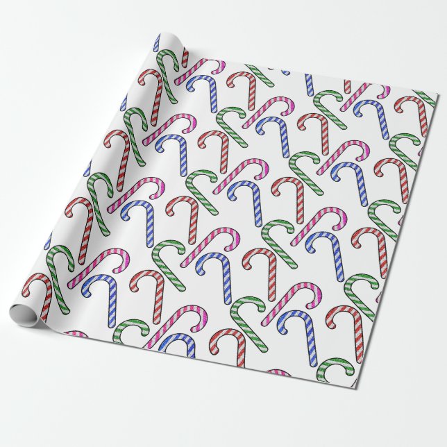 Glitzer Candy Cane Pattern Geschenkpapier (Ungerollt)