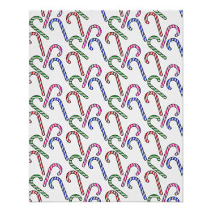 Glitzer Candy Cane Pattern Poster
