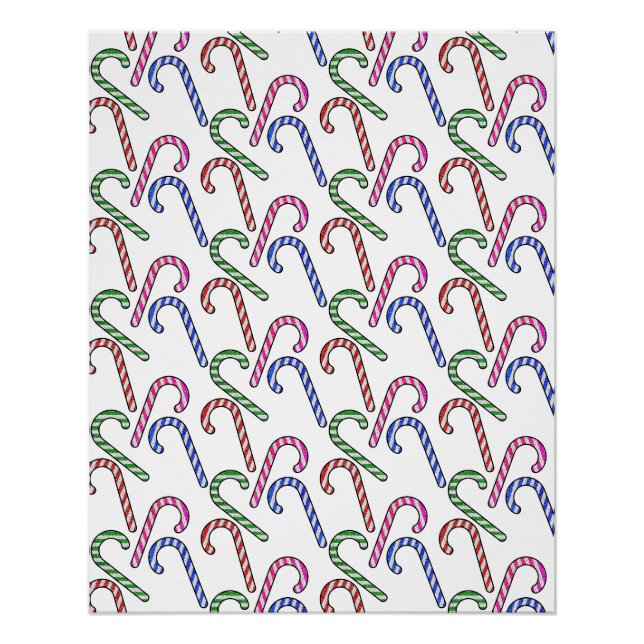 Glitzer Candy Cane Pattern Poster (Vorderseite)