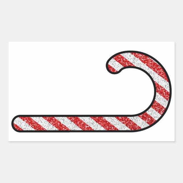 Glitzer Candy Cane Rechteckiger Aufkleber (Vorderseite)