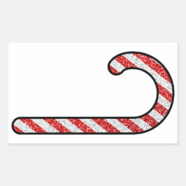 Glitzer Candy Cane Rechteckiger Aufkleber
