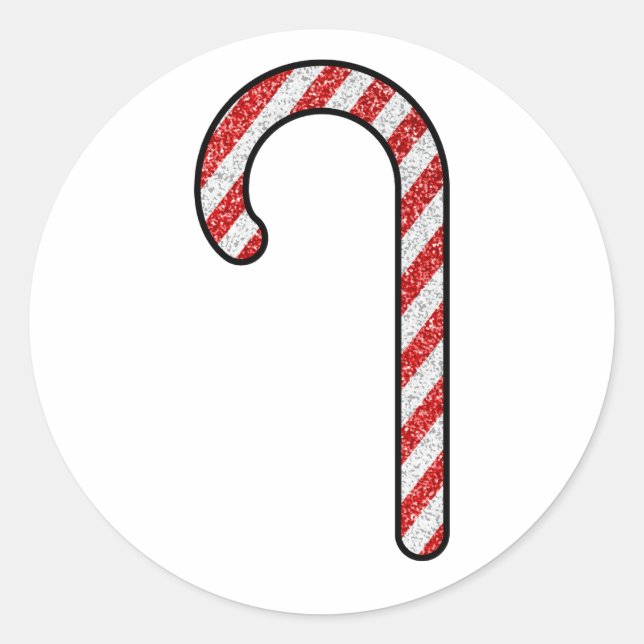 Glitzer Candy Cane Runder Aufkleber (Vorderseite)
