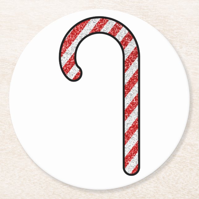 Glitzer Candy Cane Runder Pappuntersetzer (Vorderseite)
