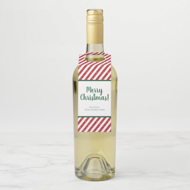 Glitzer Candy Cane Striped Company Flaschenanhänger (Auf Flasche)