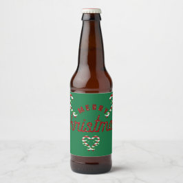Glitzer Candy Canes Bierflaschenetikett