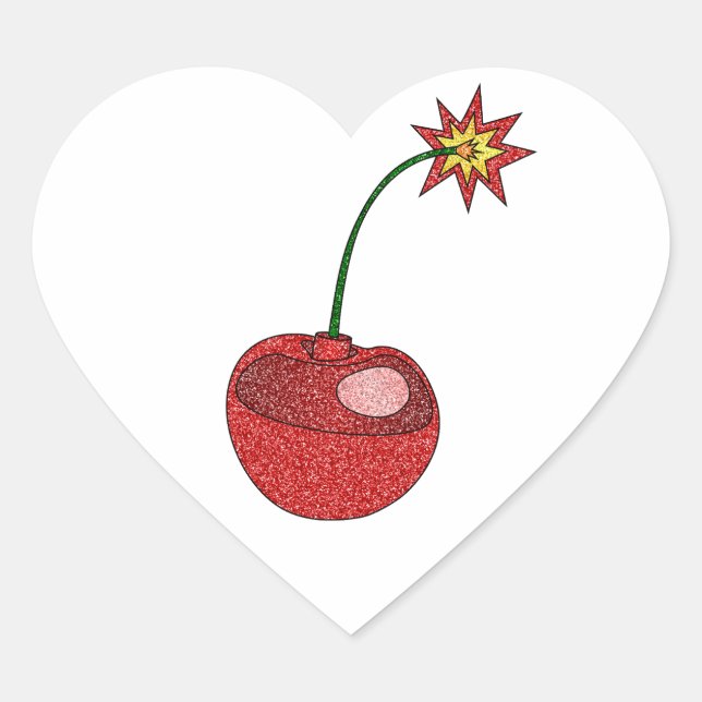 Glitzer Cherry Bomb Herz-Aufkleber (Vorderseite)