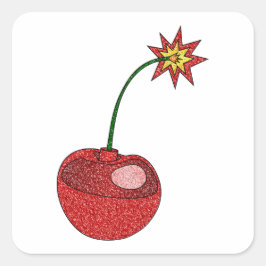 Glitzer Cherry Bomb Quadratischer Aufkleber