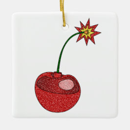 Glitzer Cherry Bomb - Square Ornament