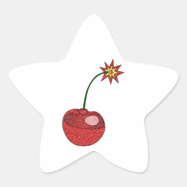 Glitzer Cherry Bomb Stern-Aufkleber (Vorderseite)